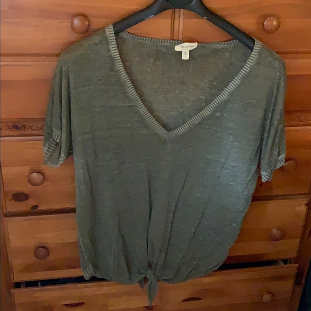 Anthropologie Cloth & Stone sheer green shirt